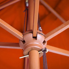 Slnečník Florida Ø 3m - polyester/drevo - terakota