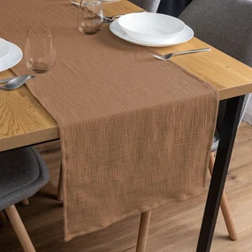 Biante Mušelínový behúň na stôl MSN-017 Svetlo hnedý 35x140 cm