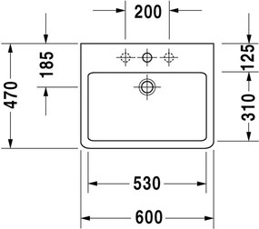 Duravit Vero - Umývadlo brúsené 600x470 mm, biela 0454600027