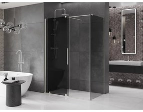 Mexen Velar, sprchový kút s posuvnými dverami 150 x 80 cm, 8mm šedé sklo, brúsená oceľ, 871-150-080-41-97