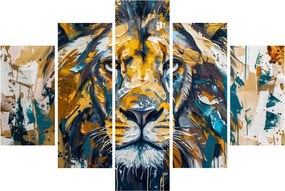 Obraz - Abstraktná olejomaľba s levom (150x105 cm)