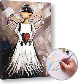 Maľovanie podľa čísel ANJEL SO SRDCOM – stredná náročnosť