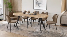 Mazzoni EXPANSO Dub Craft zlatý / čierne nohy - OVÁLNY ROZKLADACÍ STÔL 160-360 cm PRE 16-18 OSÔB
