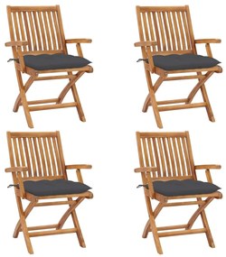 Skladacie záhradné stoličky s podložkami 4 ks tíkový masív 3072738