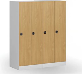 Šatníková skrinka S1 znížená, 2 oddiely, 1500 x 600 x 500 mm, kódový zámok, laminované dvere, buk