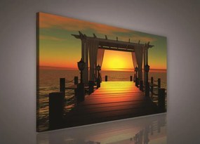 Obraz na stenu západ slnka nad mólom 100 x 75 cm