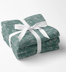 Biante Mušelínová utierka Nature MSN-048 Biele kvety na pastelovo modrozelenom - sada 3 ks