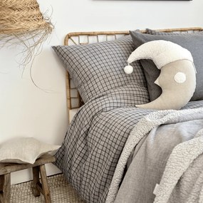 Mušelínové obliečky pre dospelých šedá kockovaná 140x200cm