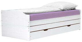 Masívna posteľ s výsuvnými prístelkami, 90x200, FLOPY Farba: Biela