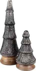 Sklenená vianočná dekorácia trblietavého strieborného stromčeka - 13*24 cm