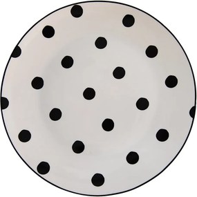 Porcelánový jedálenský tanier s čiernymi bodkami Black Dot - Ø 26*2 cm
