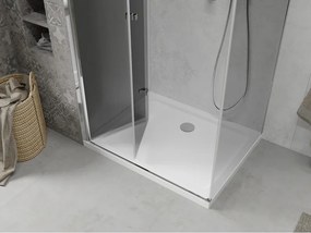 Mexen Lima, sprchový kút so skladacími dverami 80 (dvere) x 120 (stena) cm, 6mm šedé sklo, chrómový profil + slim sprchová vanička biela + chrómový sifón, 856-080-120-01-40-4010