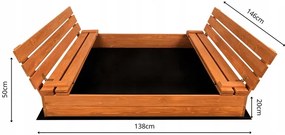 Pieskovisko drevené XXL 146x138 cm uzatvárateľné - impregnované