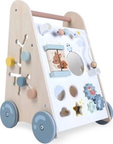 MULTISTORE Drevené chodítko ECOTOYS pre deti 18+ mes. – edukačné s kockami a pohyblivými prvkami
