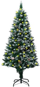Umelý vianočný stromček LED, borovicové šišky, biely sneh 180cm 3077445