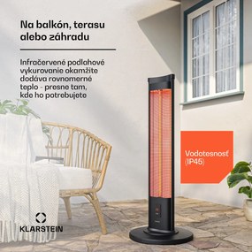 Klarstein BlazeTower infračervený ohrievač | 2000 W | 15 m² | Výkonný | 101 cm x 40 cm