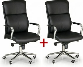 Kožené kancelárske kreslo VIRO 1+1 ZADARMO, čierna