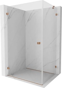 Mexen Lunar-B, výklopný sprchový kút ľavý 90 x 70 cm, 8mm číre sklo, profil medená matná, 832-090-070-65-00-L