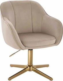 LuxuryForm DESIGN Stolička AVOLA VELUR na zlatom kríži - latte