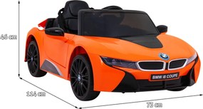 Ramiz Elektrické autíčko BMW i8 Lift oranžové + diaľkové ovládanie + pomalý štart + 3-bodové pásy + MP3 USB + LED