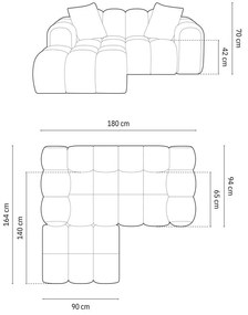 Svetlohnedá ženilková rohová pohovka (ľavý roh/s leňoškou) Treno – Cosmopolitan Design