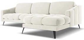 Krémovobiela zamatová rohová pohovka (pravý roh) Nalu – Makamii