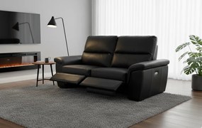 Kožená pohovka ANTURIO - s elektrickým polohovaním, čierna (Genisia 910)