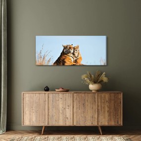 Obraz - Tigrice a jej mláďa (120x50 cm)