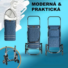 Nákupná taška na kolieskach do schodov COMFORT,50l,  modrá Monzana