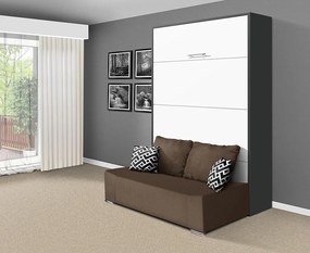 Nabytekmorava Sklápacia posteľ s pohovkou VS 21058P 200x180 farba pohovky: Červená, Typ farebného prevedenia: Orech lyon / dvere biele