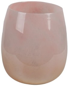 Ružový sklenený svietnik na čajovú sviečku - Ø14*16 cm