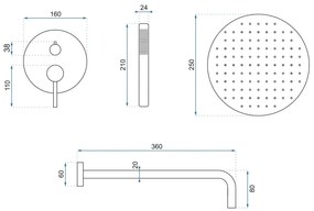 Rea Lungo Grip, podomietková sprchová súprava + BOX montážny systém, zlatá matná, REA-P8950