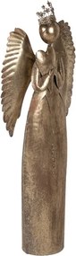Zlatá antik kovová veľká dekorácia anjel so srdcom Christmas Angel - 52*22*144 cm