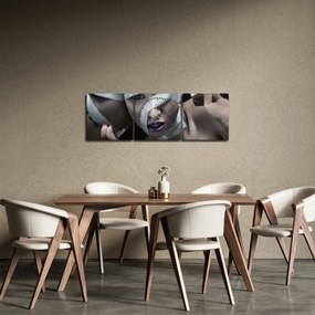 Obraz ženy so stuhou (s hodinami) (90x30 cm)