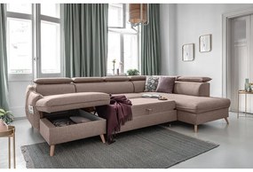 Béžová rozkladacia rohová pohovka (pravý roh) Sweet Harmony – Miuform