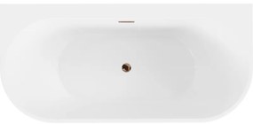 Mexen Oval+, voľne stojaca vaňa ku stene 170 x 80 cm, biela lesklá, ružové zlato prepad, 52681708000-60