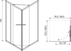 Novoterm Štvorcový sprchový kút NV-Heidi CHR SQ 80x80 chróm/transparent - bez vaničky