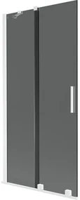 Mexen Velar, 2-krídlová posuvná vaňová zástena 95 x 150 cm, 8mm šedé sklo, biela matná, 896-095-000-41-20