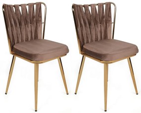 Sada jedálenských stoličiek Kusakli Light Brownand Gold, 4 ks, 4 ks