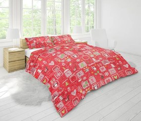 Posteľné obliečky bavlnené Vianočné červené