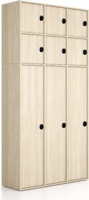 Nadstavba pre skrine FRAME, 6x dvere, 1299 x 450 x 854 mm, kódový zámok, dub prírodný