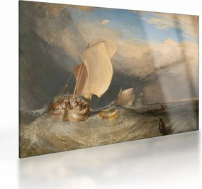 Sklenený obraz - William Turner, Fishing Boats with Hucksters Bargaining for Fish, reprodukcia (70x50 cm)