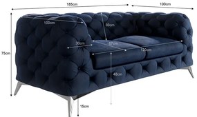 Tmavomodrá zamatová pohovka 185 cm Chelsea – Ropez