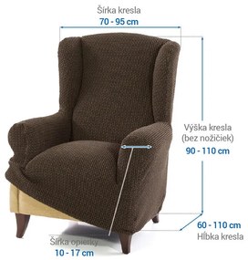 Super strečové poťahy NIAGARA tabaková kreslo ušiak (š. 70 - 95 cm)