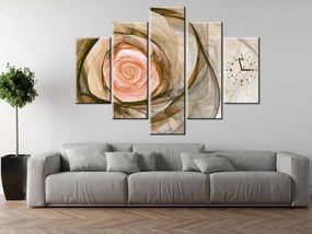 Gario Obraz s hodinami Nádherná ruža fraktál - 5 dielny Rozmery: 150 x 70 cm