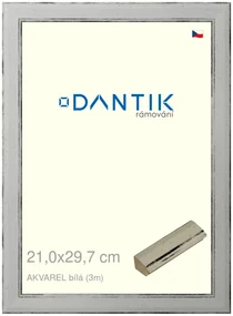 DANTIK rám na obraz 21x29,7 | AKVAREL Bílá (Sklo Čiré)