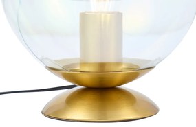 Stolná lampa Art Deco mosadzná s dymovým dúhovým sklom - Pallon