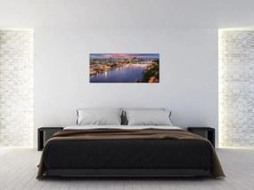 Obraz nočného mesta Bratislavy s riekou (120x50 cm)