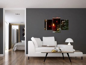Obraz - Žiariaca vianočná sviečka (90x60 cm)