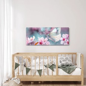 Obraz - Motýľ na čerešni (120x50 cm)